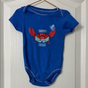 Baby Boy Blue Snappy Dresser Crab Bodysuit snap closure size 6-9 months
